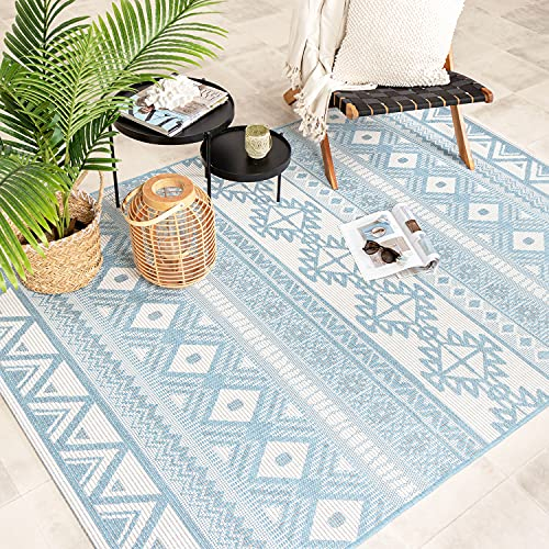 FRAAI | Home & Living In- & Outdoor Teppich - Summer Beyond Hellblau - Wetterfest - Polypropylen - Flachgewebe - Garten/Terrasse - Terrasse - Rug