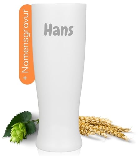 Milu® Weißbierglas mit Gravur 500ml personalisiert - Ostergeschenke für Frauen & Männer I Geschenk Ideen Papa, Mama, Freund, Freundin, Geschenkideen zum Vatertag Muttertag, Geschenke (Weiß)