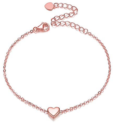 925 Sterling Silver Bracelets Rose Gold Heart Bracelet for Women Ladies Shiny Silver Hand Bracelets Can Custom