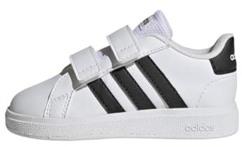 adidas Grand Court Lifestyle Hook And Loop Shoes, Sneakers Unisex-Bimbi 0-24, Bianco (Ftwr White/Core Black/Core Black), 24 EU