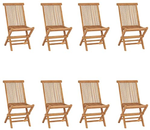 vidaXL Sedie da Giardino Pieghevoli 8 pz in Legno Massello di Teak