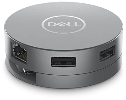 Dell Adaptateur multiport USB-C DA305 6 en 1 - Câble coaxial Rond, Plug and Play, USB-C intégré - Gris