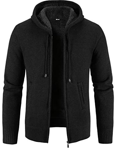 yuyungongsi Maglione Uomo Invernale Giacca Uomo - Cardigan Uomo Invernale Felpa Uomo con Cappuccio Zip Nero Grigio Maglioni Uomo Invernali Pile Felpe Uomo Senza Cappuccio Cardigan con Zip