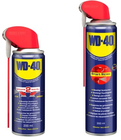WD-40 Multifunktionsspray Smart Straw 500ml (2x200ml + 300ml) - Metall, Wechselbarer Sprühkopf, Multifunktionsöl