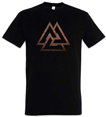 Urban Backwoods Wooden Valknut Herren T-Shirt Schwarz Größe L