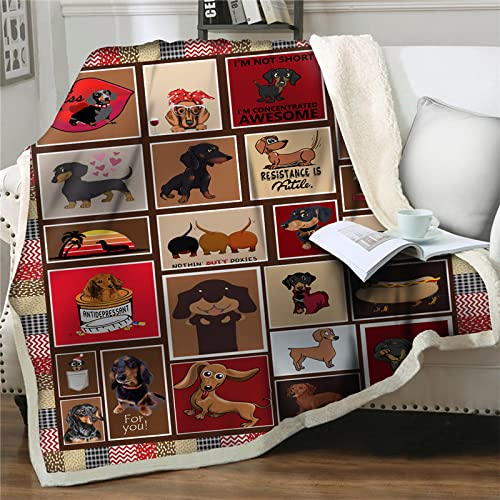 loyaltyer Kuscheldecke Baby Schwarzer Dackel Babydecke Furry Weiche Warme Flauschige Baby Geschenk für Junge Mädchen Sherpa Decke als Reisedecke Sofadecke Couchdecke Bettdecke (70 x 100 cm)
