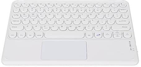 Kabellose Tastatur mit Touchpad, 10 Zoll Verbreiterung, Vergrößerte Verarbeitung, Schlanke Laptop Tastatur, Touch Funktion, Wasserdicht, Staubdicht für Smartphones, Tablets, Laptops(Weiß)