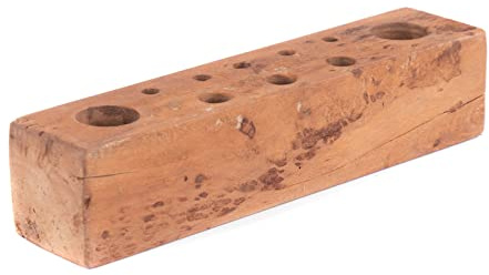 DESIGN DELIGHTS STIFTEHALTER Box Station II | Teakholz, Mahagoni, 36 cm, 10 Fächer | Stifteköcher, Stiftekiste, Holz Stiftebox, Schreibtischkiste, Büroorganizer