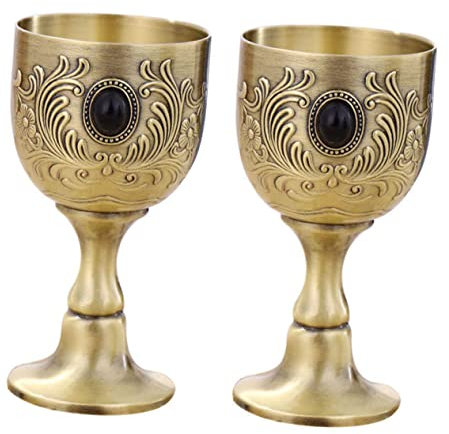 2 Pièces Verre De Vin Verre à Vin Calice En Étain Globe De Liqueur En Métal Calice De Vin Vintage Coupe De Vin D'époque Gobelet Décoratif Calice Royal Coup De Poing Alliage Ancien