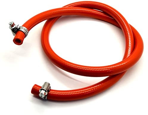 2m of LPG Gas Hose Pipe with 2 Hose Clamps - 8mm 5/16 High-Pressure Propane/Butane Pipe - 2025 Dated EN16436 Flame Retardant LPG Hosepipe for BBQ, Caravan, Heater, Camping, Stove, Gas Bottles, Cooker