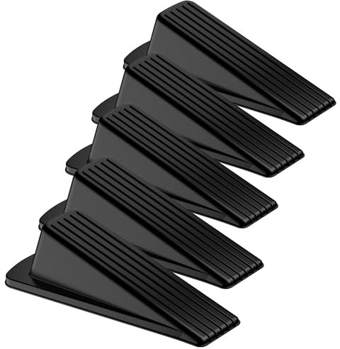 Crosize 5 Pack Door Stoppers for Bottom of Door, Premium Rubber Door Stops, Sturdy Door Wedge for Carpet, Tile, Concrete, Wood, Door Holder for Heavy Duty Door, Black