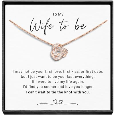 Talia-Rae To My Wife-to-Be Sterling Silver Infinity Knot Necklace – Cubic Zirconia Love Knot Pendant with Adjustable 18-Inch Chain