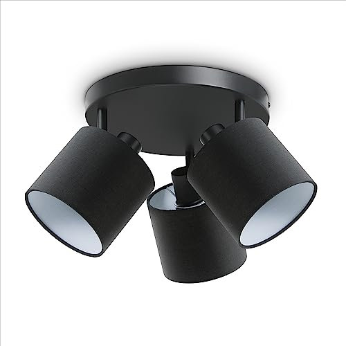 Paco Home LED Pendellampe Wandlampe Deckenlampe Wohnzimmer Esszimmer Schlafzimmer Modernes Design Uni Schirm Stoff E14, Farbe:Schwarz - Weiß, Leuchtentyp___Technologie:Wandleuchte 3xE14