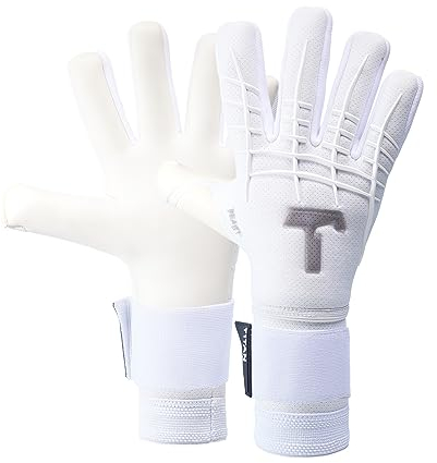 T1TAN White Beast 3.0 - Torwarthandschuhe mit Fingerschutz - Fußballhandschuhe für Jugendliche & Erwachsene, Unisex - Negative Cut und 4mm Gecko Grip - Gr. 9