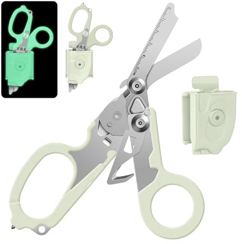 Trauma Schere Emergency Shears mit Strap Cutter und Glass Breaker Faltbare Scherenzange aus Edelstahl, Outdoor Camping Rescue Scissors Tools