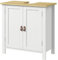 kleankin Meuble sous-Vasque, Meuble sous-Vasque pour Salle de Bains, 2 Portes, étagère réglable, 2 étagères intérieures, poignées PU, 60 x 30 x 60 cm, Blanc