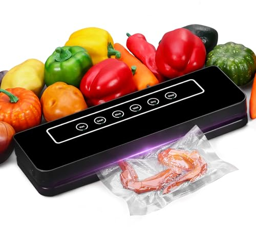 AXNSATRE Food Vacuum Sealer Machine for Freezing Food - Automatic Heat Sealing Machine with 30Pcs Vac Pack Bags 20x30cm, 5 Modes for Food Storage, Wet Dry Vacuum, Black