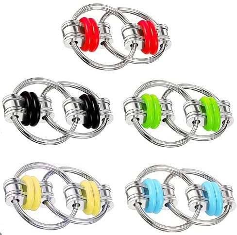 5-Teiliges Flippy-Kettenspielzeug, Rollenkettenspielzeug, Schlüsselring Bike Chain, Unendlicher Flip Chain, Fingerkettenspielzeug, für Kinder und Erwachsene Zum Stress- und Angstabbau