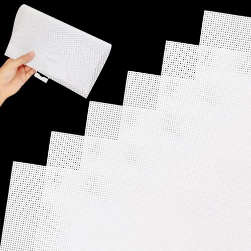 LYLIDIA 6 Hojas Lona de Malla de Plástico Red para Bolsas de Ganchillo Lienzo de Bordado Plastic Canvas Blanca Tela Crochet Punto de Cruz Hacer Bolso a Mano Proyectos de Ganchillo Manualidades (14 CT)