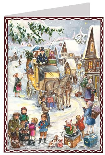 Postkarten-Adventskalender Hurra die Kutsche kommt: Papier-Adventskalender