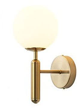 NICRX 150 mm weiße Glaskugel-Wandleuchte, weiße Glaskugel mit Messing-Goldsockel Wandleuchte