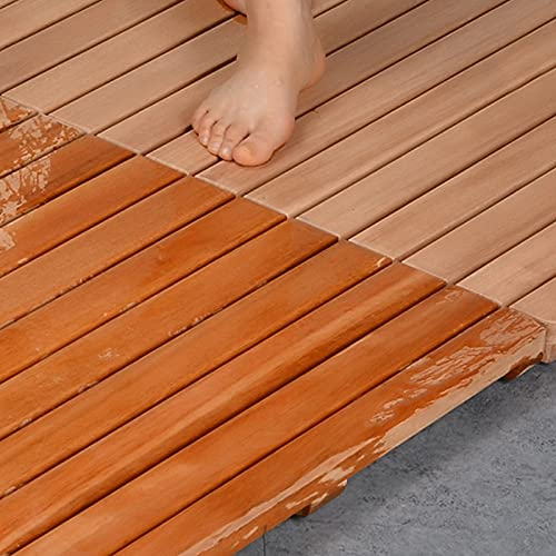 Badezimmer-Duschmatte aus Holz, große natürliche Badewannen-Bodenmatte, bequeme Badewannenmatte mit Fußpedal für Spa im Innen- und Außenbereich, erhöhtes rutschfestes Brett (Größe: 60 cm x 1
