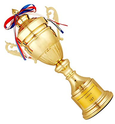 POPETPOP Trophée De Récompense en Métal - 42 Cm Doré Idéal pour Les De Fête Les Banquets Sportifs Et Les Reconnaissances Scolaires