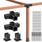 Wilkblck Pergola-Halterungs-Set, 10,2 x 10,2 cm, robuste 4-Wege-Eckwinkel mit Pergola-Pfostenbasis, DIY-Pavillon-Set