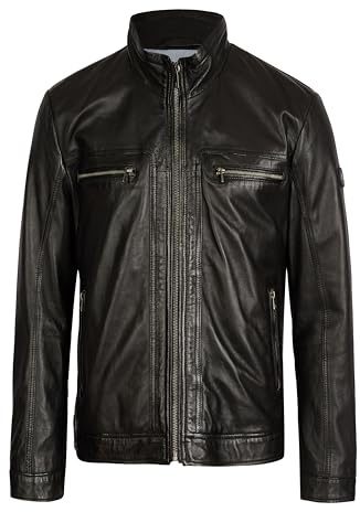 Bugatti Herren Zeitlose Lederjacke BUMATTI mit Stehkragen