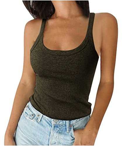 Juniors Gilet Senza Maniche Top Gilet da Donna Girocollo Crochet Cami Tank A Strisce Estate Autunno Gilet 2025, V-020 Verde Lime, S