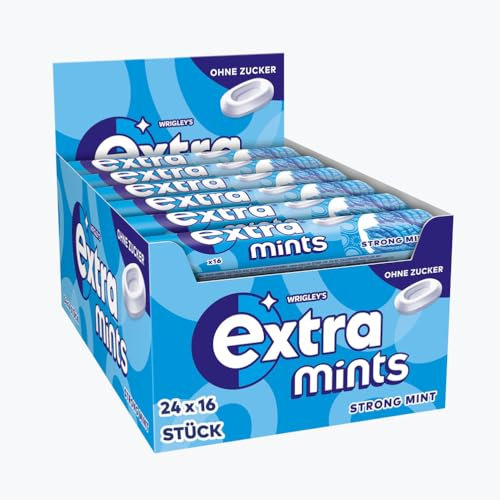 EXTRA® Mints Strong Mint, erfrischendes Geschmackserlebnis, 24 x 16 Dragees