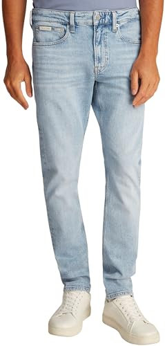 Calvin Klein Herren Jeans Hose Taper Slim Fit, Blau (Denim Light), 32W/36L