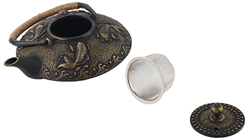 Teekessel aus Gusseisen, klassische Retro-Teekanne mit orientalischem Kirschmuster, Deckel und Griff, elegantes Trinkgeschirr-Wasserkocher-Werkzeug für Zuhause und Teehaus