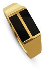 Sprezzi Fashion Herren Ring Silber und Gold aus 925 Sterling Silber vergoldet mit schwarzem Onyx Stein minimalistischer Herrenring (54, Gold)