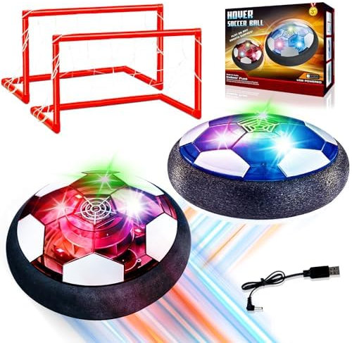 Hover Soccer Ball Toys for 3-14 Year Old Boys Girls, Indoor and Outdoor Creative Toys for Toddlers, Christmas Birthday Gifts for 3 4 5 6 7 8-14 Year Old Children's with 2 Goals and Nets,Blue+Black