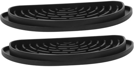 OKUMEYR 2pcs Silicone Refrigerator Water Drip Catcher Tray Semi-circle Fridge Water Dispenser Drip Tray Protector Pad Black Non-slip Accessories for Fridge Spill Control