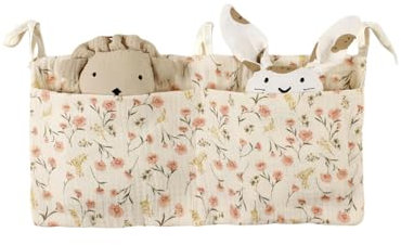 KGDUYC 1PCS Babybett Organizer, Kinderzimmer Hängender Bett Organizer mit Taschenorganizer Beistellbett Baby, Betttasche Spielzeugtasche, Aufbewahrungstaschen Betten, für Windeln Kleidung Spielzeug