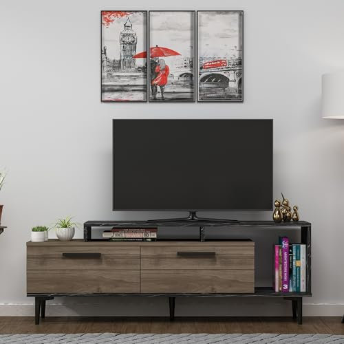 Hanah Home Support TV, mélamine, Noyer Noir marbré, Taille Unique