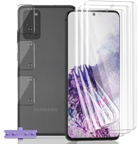 Yieehhow [3+3 Pièces] Protection D'écran pour Samsung Galaxy S20 Plus, HD Souple TPU Film et Verre Trempé Protecteur D'objectif Caméra, Anti-Rayures, Protection Écran Flexible pour Galaxy S20 Plus