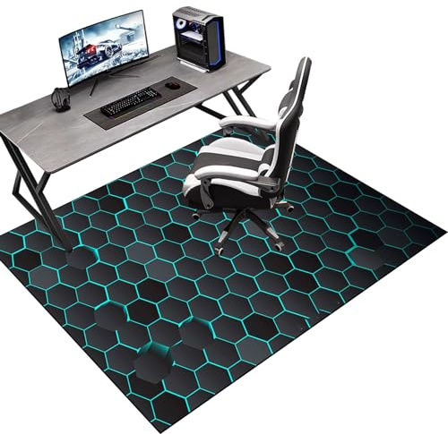 Tkuhknag Bodenschutzmatte Gaming Teppich Stuhlunterlage Teppich-Stuhlmatte Schutzmatte für Teppichböden Kratzfest Bodenmatte Stuhlunterlage 100 x 120 cm schreibtischstuhl unterlage für Laminat