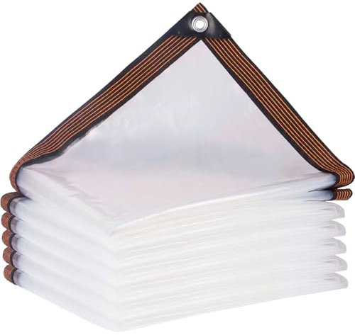 Lona impermeable de PVC transparente con ojales, 1,5 x 1,5 m, resistente a los rayos UV y al desgarro, para jardín, balcón, obra y recinto de mascotas, resistente a la intemperie, con cinta de