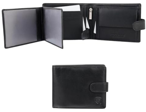KORUMA Portefeuille en cuir pour homme, portefeuille RFID avec poche pour pièces de monnaie jusqu'à 14 porte-cartes de crédit, 2 compartiments pour billets et 3 fenêtres d'identité, cadeaux