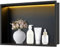 FTL Nicchia da Parete per Doccia in Acciaio Inox con Luce LED 45x30x10 cm,Nero Nicchia da Doccia Incasso con 3000K Bianco Caldo LED,Senza Piastrelle,Impermeabile Nicchia per Bagno