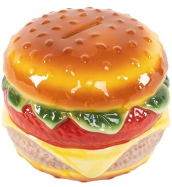 Dekorative Spardose zum Thema Fast Food, Designs Hamburger, Hot Dog und Bier, amerikanischer Stil (Burger)
