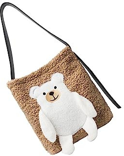 FOMIYES Bär Muster Schultertasche Plüsch Einkaufstasche Für Frauen Mit Handyfach Und Schlüsseltasche Für Reisen Und Alltag