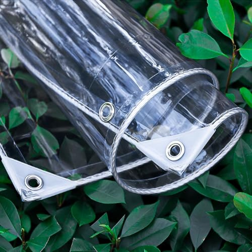 LLPEIJIE026 Abdeckplane Wasserdicht 1.5x2m Transparente Plane mit Ösen 650g/m² Reißfest Windschutz Kälteschutz Faltbar Balkon Regenschutz Durchsichtige Plane,Metall ösen Haben Einen Abstand Von 30cm