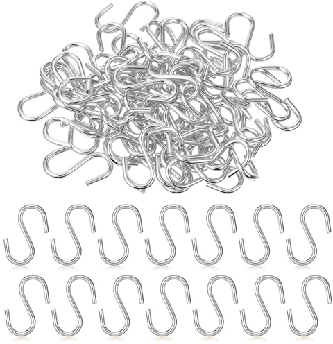 Zelphvt 60 Stück kleine S-Haken, 2,5 cm, silberfarbene Mini-S-Haken aus Metall für Schmuck, Halsketten, Pflanzen, Lichter, Topfpflanzen, Schlüsselanhänger