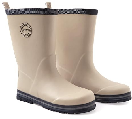 Reima - Taika Gummistiefel für Kinder - Wasserdichte Regenstiefel Kinder mit Baumwollfutter, flexibler Griffsohle, reflektierenden Details und Happy Fit-Einlegesohlen - Earthy Beige, 23