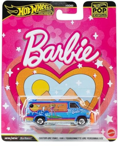 Hot Wheels Custom GMC Panel Van Barbie Pop Calture Premium Series 1:64 Scale Collectible DieCast Metal Toy Car Model with Rubber Real Riders