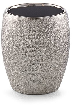 Zeller 18754 Zahnputzbecher Glitter, Steinzeug, Silber, ca. 8,1 x 8,1 x 9,8 cm, 8.1 x 8.1 x 9.8000000000000007 cm